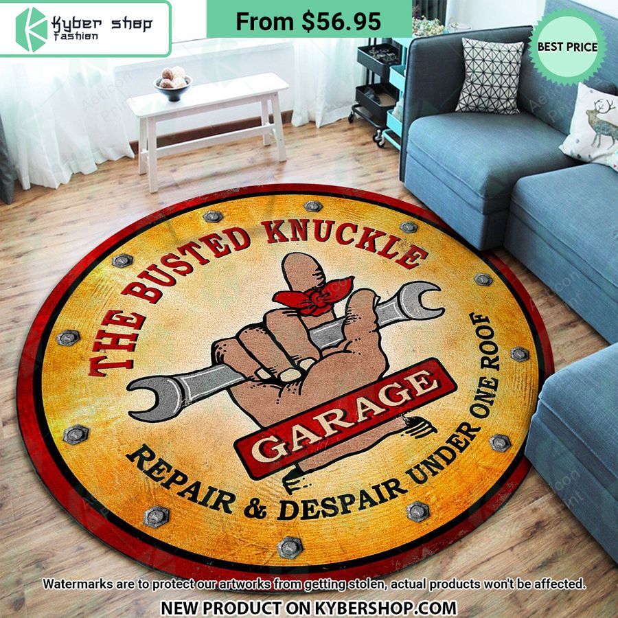 The Busted Knuckle Garage Hot Rod Round Rug