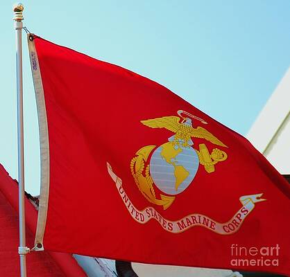 The Marine Corp Flag Print Unisex , , , Long Sleeve Tee