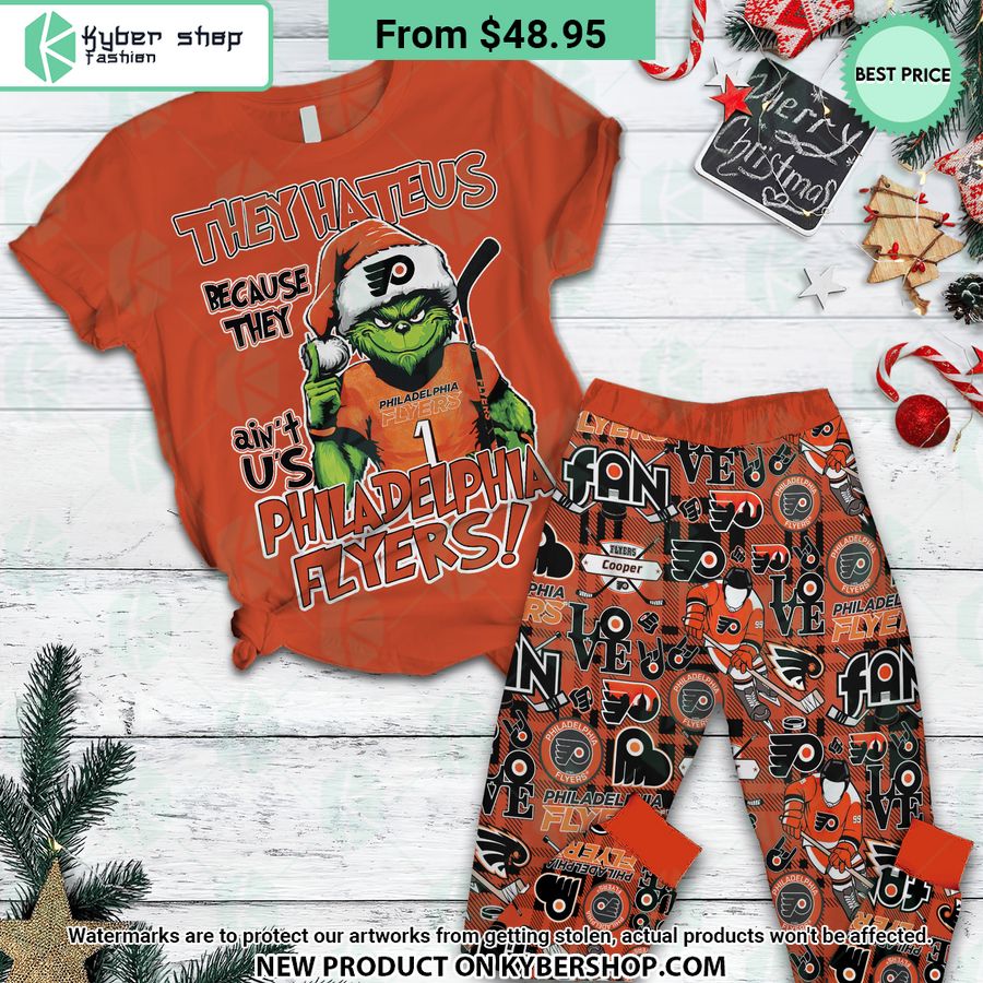 They Hate Us Because They ain’t Us Philadelphia Flyers Grinch Pajamas Set