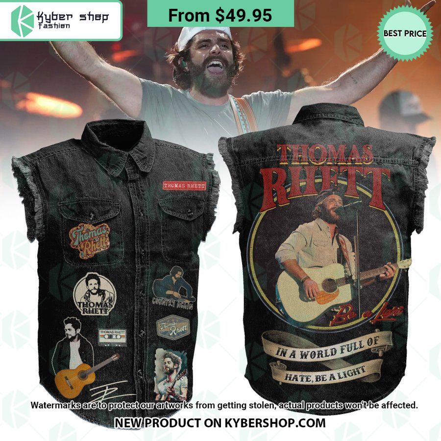 Thomas Rhett In A World Full Of Hate Be A Light Sleeveless Denim Jacket