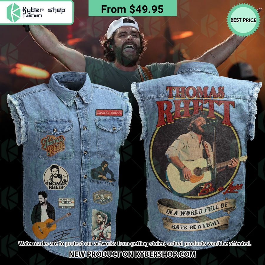 Thomas Rhett In A World Full Of Hate Be A Light Sleeveless Denim Jacket