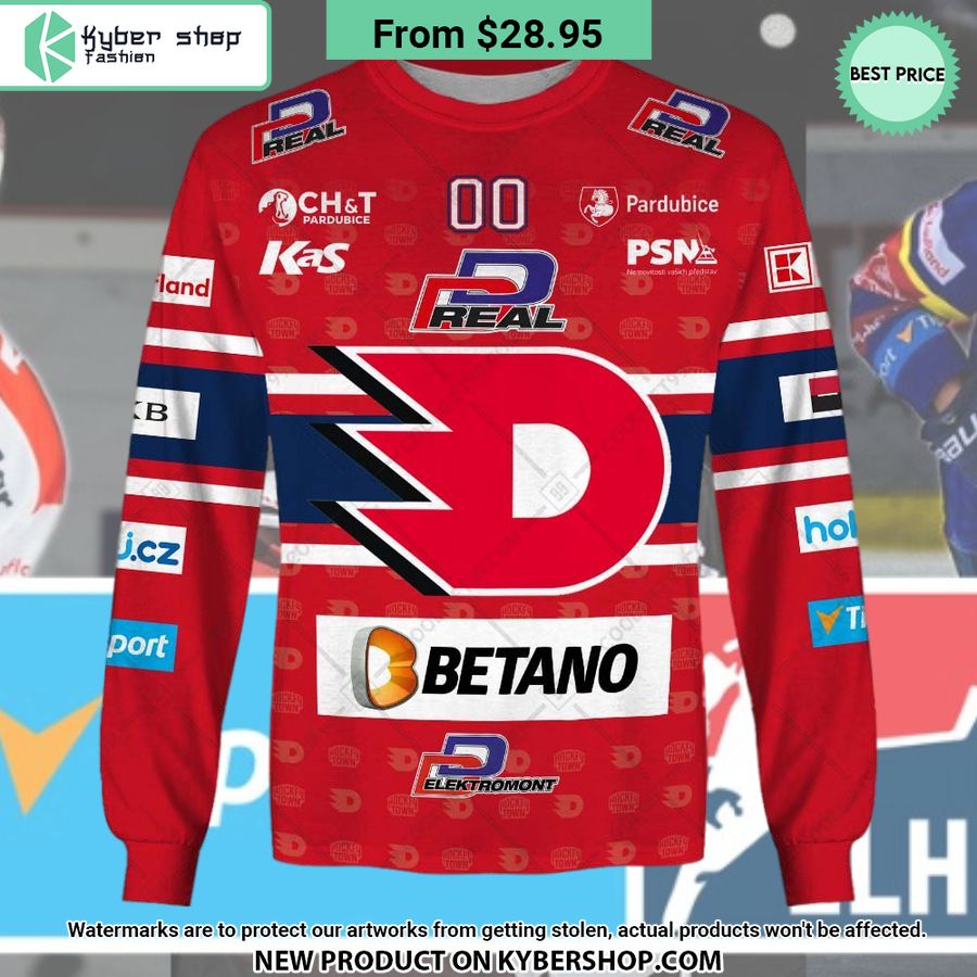 Tipsport Extraliga HC Dynamo Pardubice Jersey Style CUSTOM Hoodie