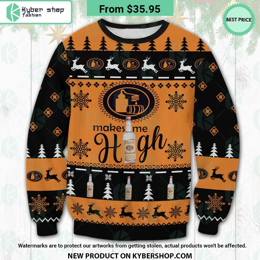 Titos Make Me High Ugly Christmas Sweater