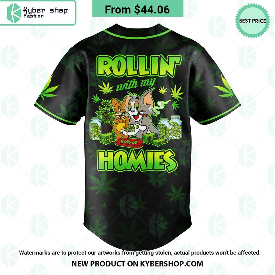 Tom N Jerry Rollin With My Homies Weed Baseball Jersey