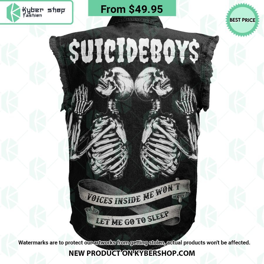 Suicideboy Voices Inside Of Me Won’t Let Me Go To Sleep Sleeveless Denim Jacket
