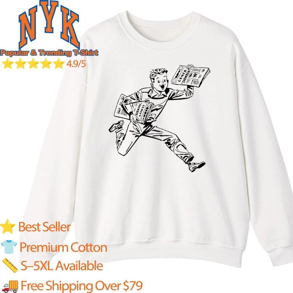 Retro Newspaper Boy Genco Showboat Advertising Mascot Shirt