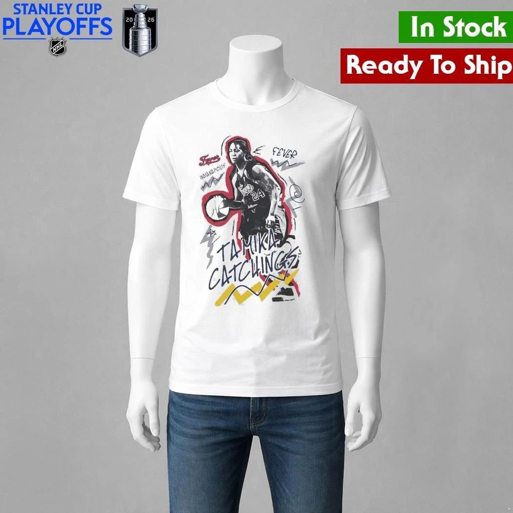 Tamika Catchings Indiana Fever Mitchell & Ness Court Origins Chalked Up Shirt Unisex , , , Long Sleeve Tee