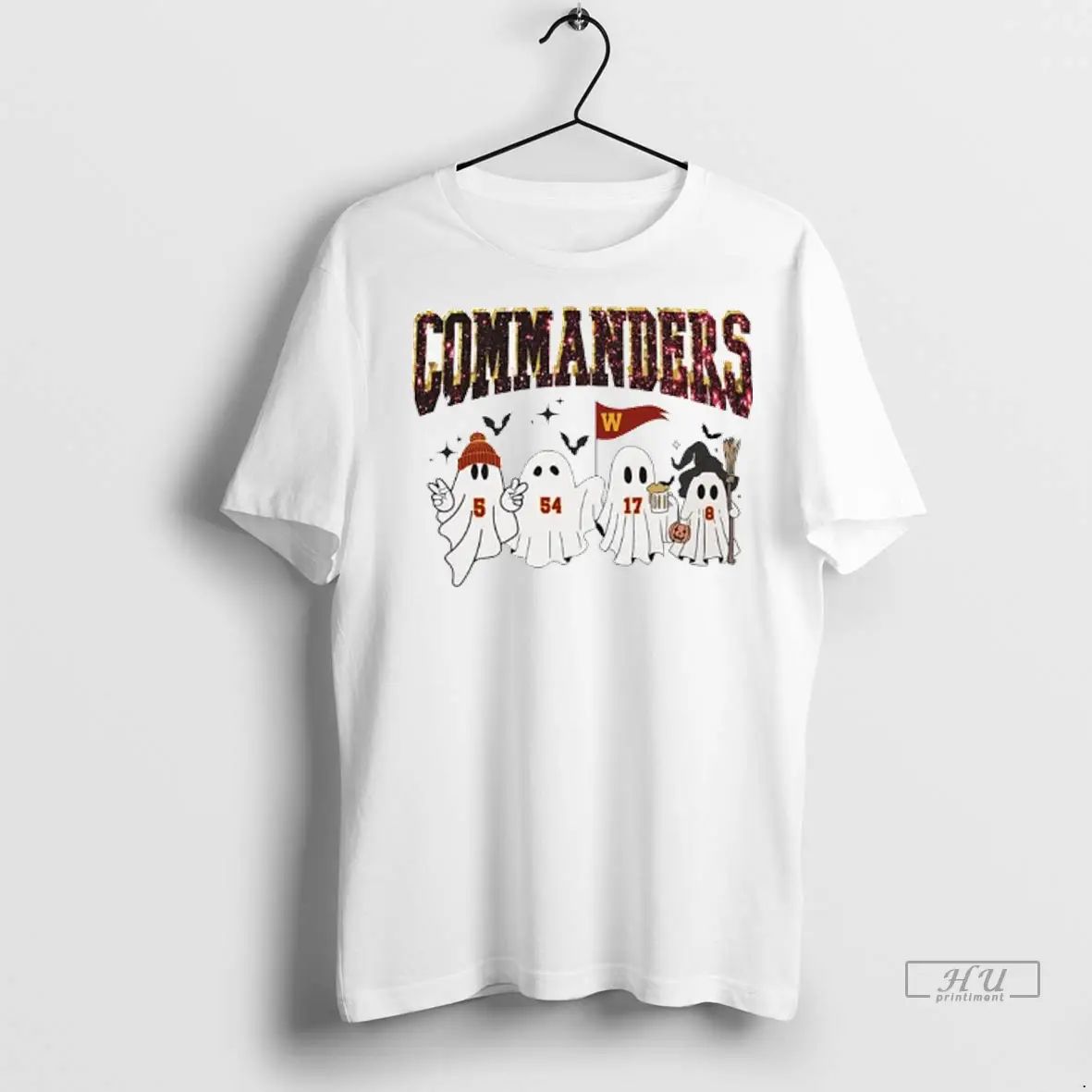Officials Ghost Halloween Washington Commanders Players Jersey Numbers 5 54 17 8 Ladies T Shirts