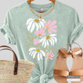 Pastel Garden Flower Comfort Tee Botanical Boho Style Soft Relaxed Unisex , , , Long Sleeve Tee