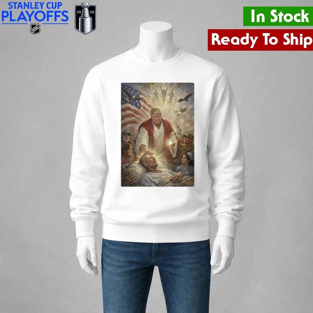 Trump Jesus Patriotic Healing Scene 2026 Humor Shirt Unisex , , , Long Sleeve Tee