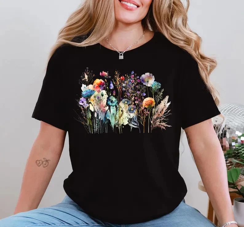 Boho Cottagecore Wildflowers Comfort Tee Shirt Nature Unisex , , , Long Sleeve Tee