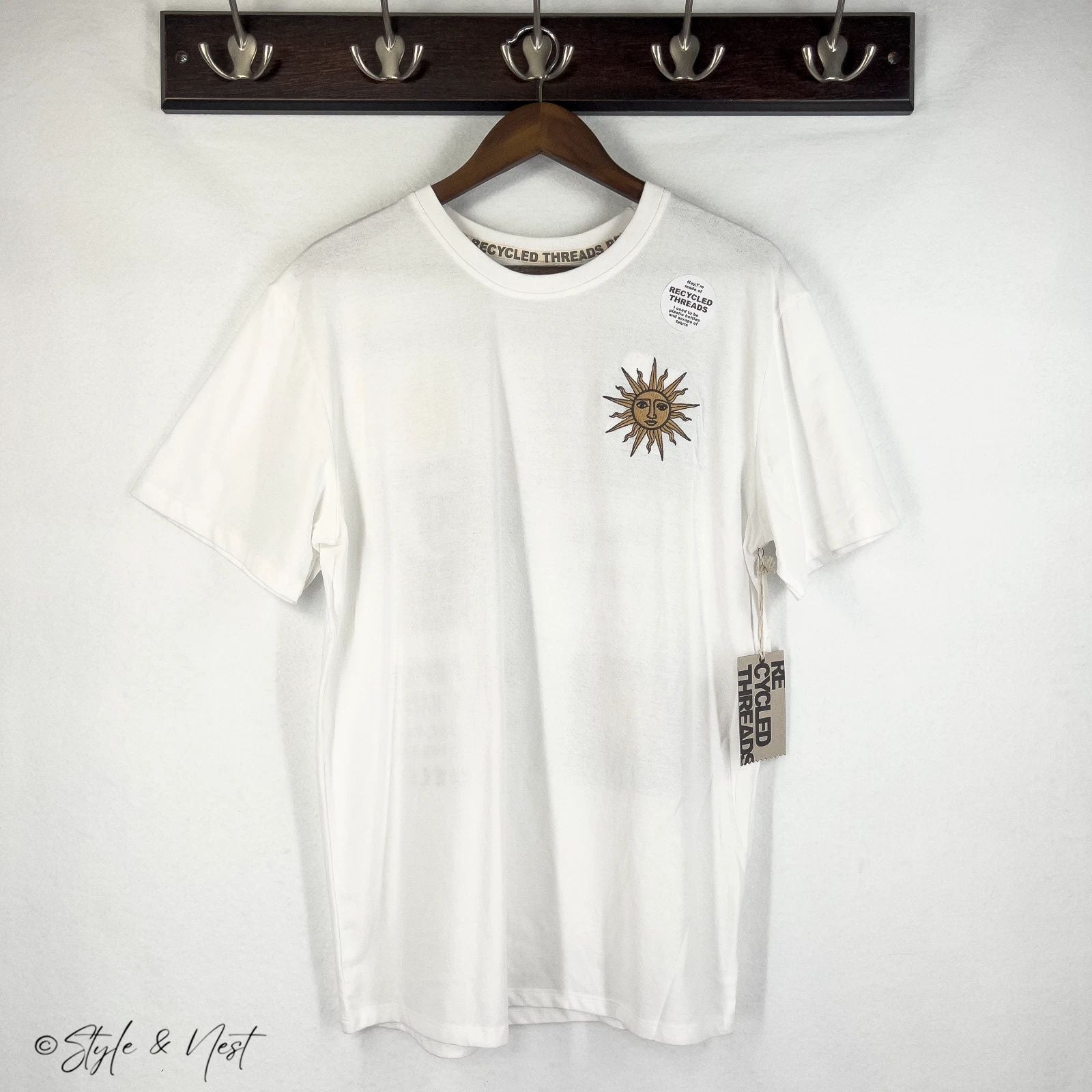 Recycled Threads Sun Moon Celestial Tarot Retro Y2K Hippie Men's Tee Size Large Unisex , , , Long Sleeve Tee
