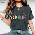 Boho Moon Phases Celestial Graphic Design Soft Comfort Tee Unisex , , , Long Sleeve Tee