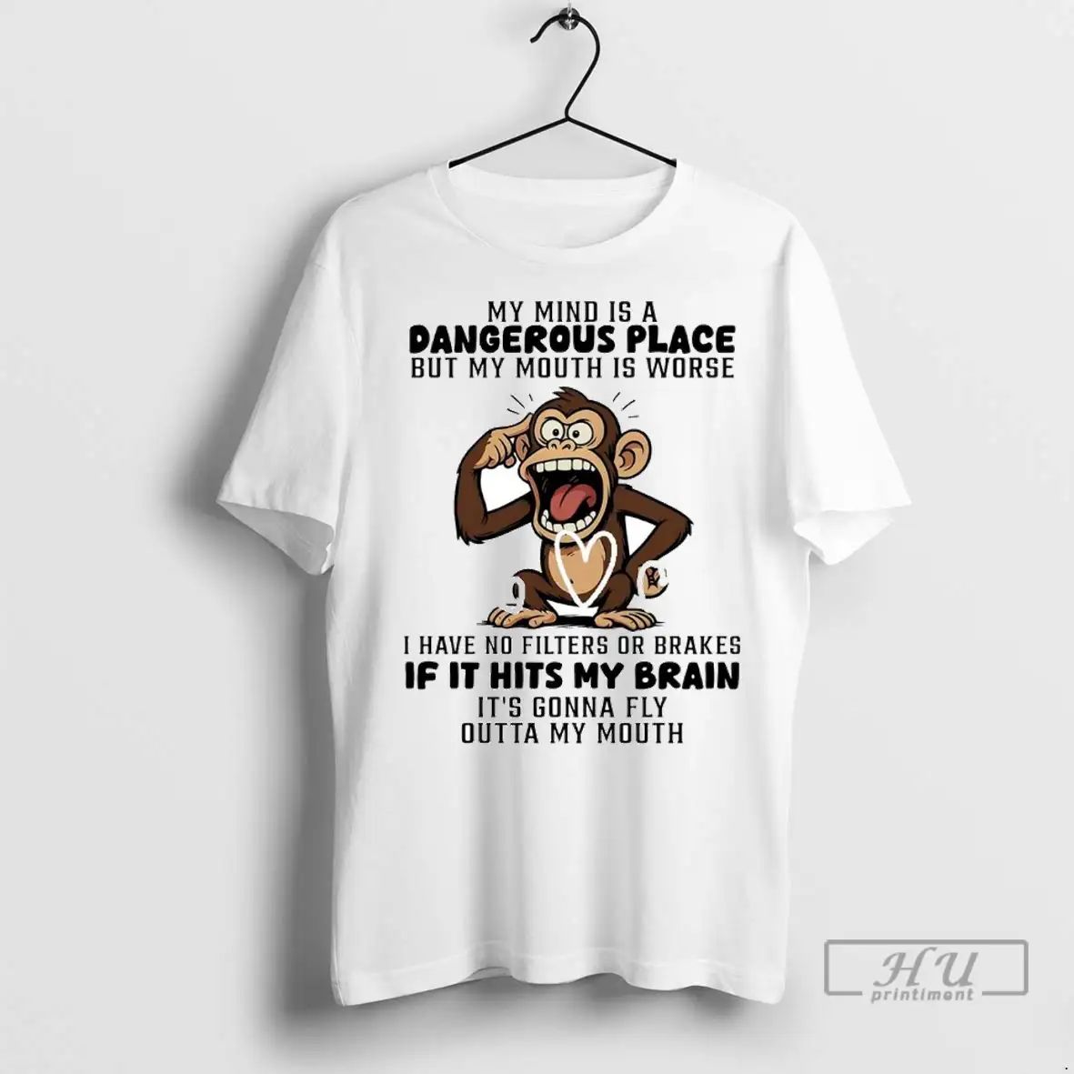 Officials Monkey My Mind Is A Dangerous Place But My Mouth Is Worse If It Unisex , , , Long Sleeve Tee