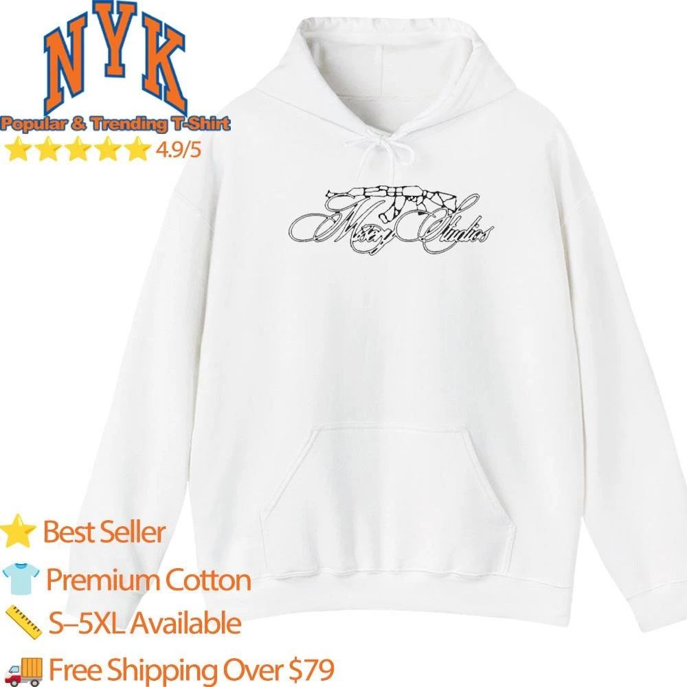 Misery Studios Cursive Script Typography With Broken AK47 Rifle Graphic Shirt