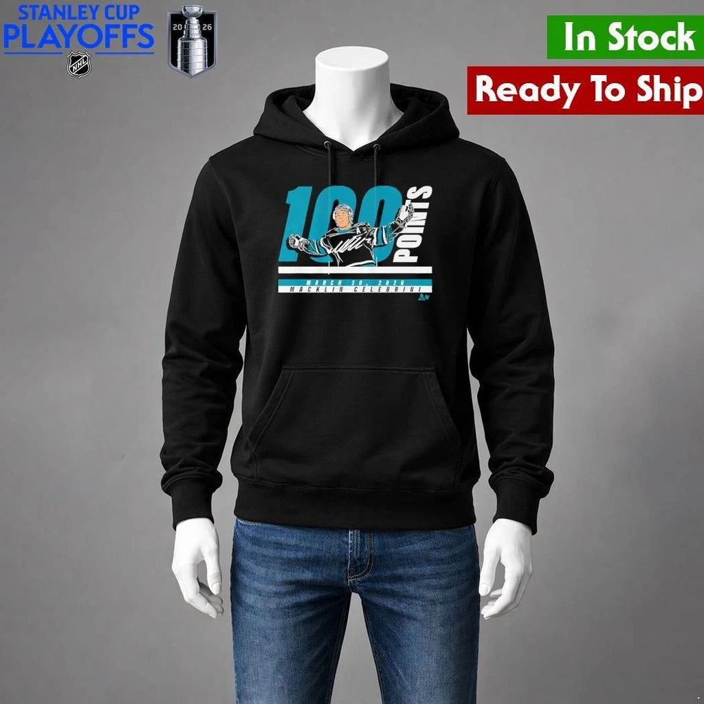 Macklin Celebrini 100 Points Shirt Unisex , , , Long Sleeve Tee
