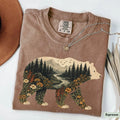 Comfort Colors® Nature Bear Shirt, Bear Lover Shirt, Boho Bear Floral Shirt, Nat Unisex , , , Long Sleeve Tee