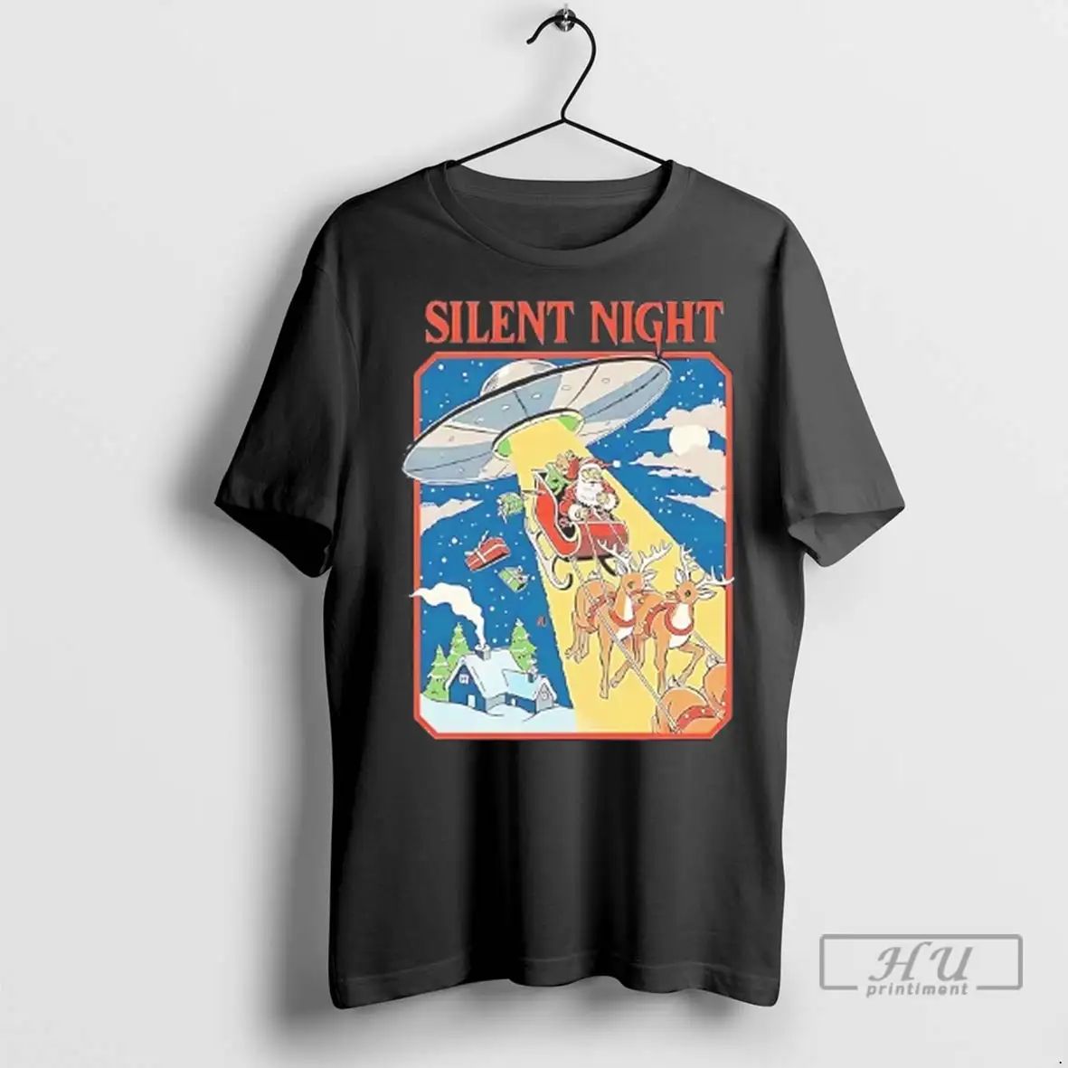 Officials Ufo Abduction Santa Sleigh Silent Night Christmas T Shirts Unisex , , , Long Sleeve Tee