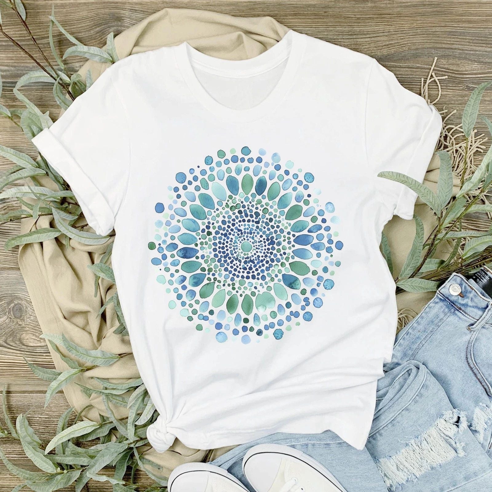 new, Mandala , Boho Geometric Tee, Artistic Abstract Shirt Unisex , , , Long Sleeve Tee