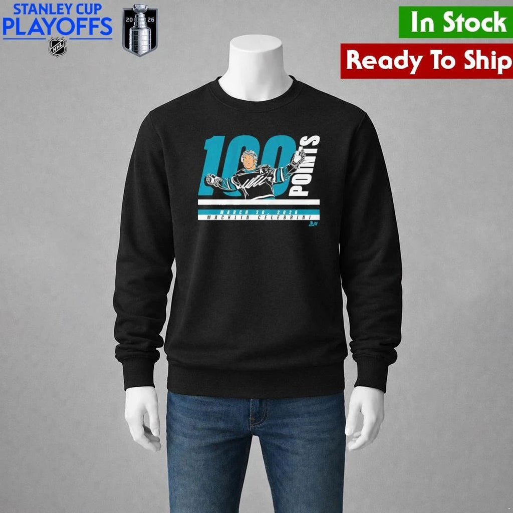 Macklin Celebrini 100 Points Shirt Unisex , , , Long Sleeve Tee
