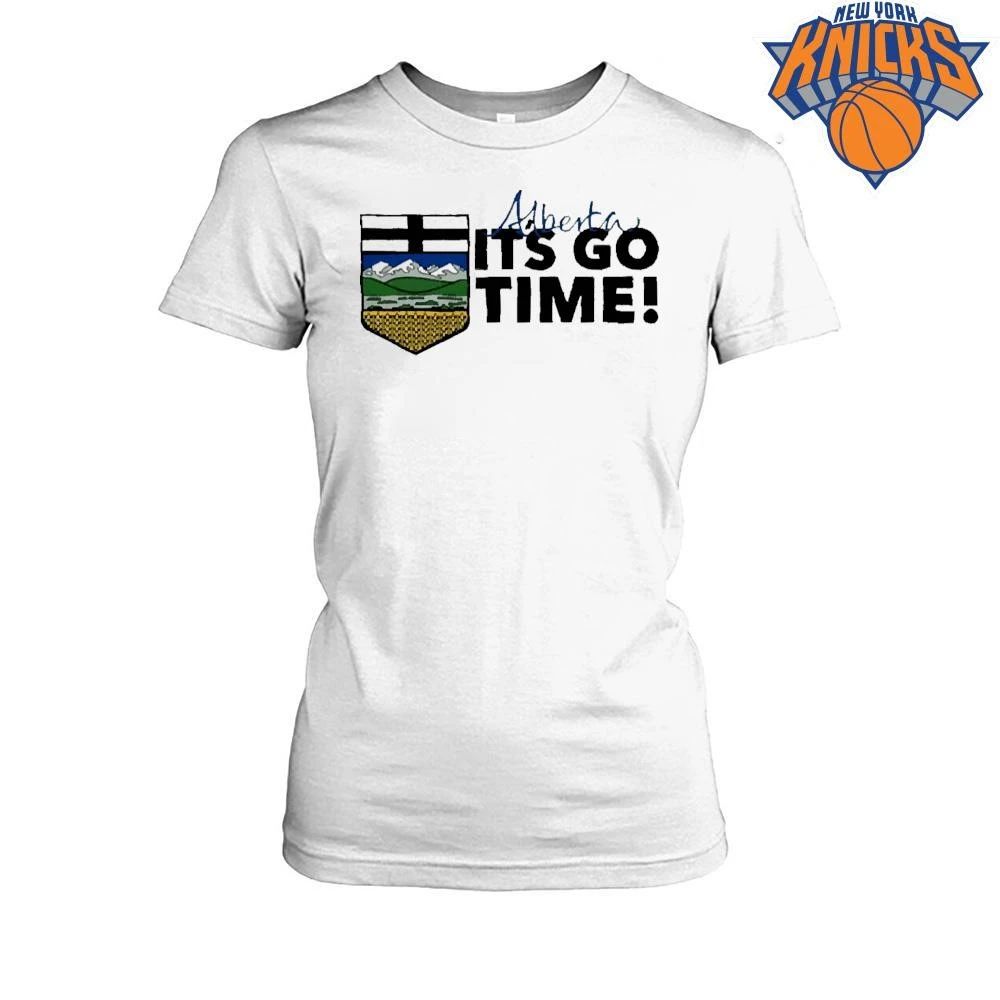 Alberta Its Go Time Canadian Province Crest Flag Hockey Fan T Shirt