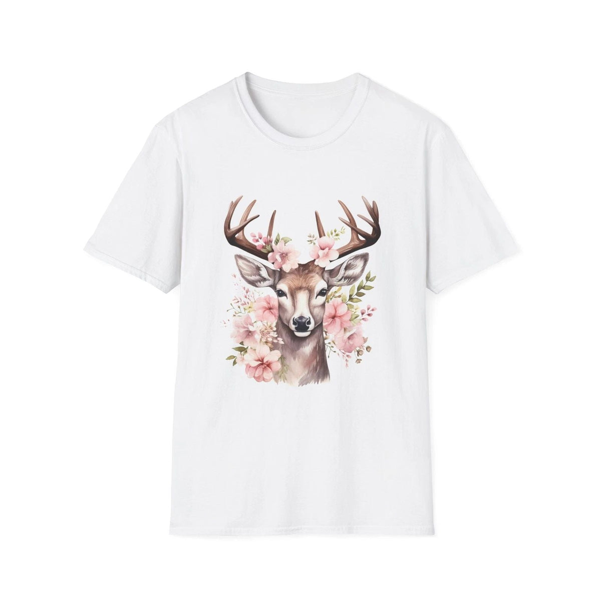 Deer Floral Spring , Nature Lover Gift, Boho Chic Shirt, Rustic Woodland Unisex , , , Long Sleeve Tee