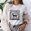 Deer Linocut Print Boho Woodland Comfort Tee Unisex , , , Long Sleeve Tee