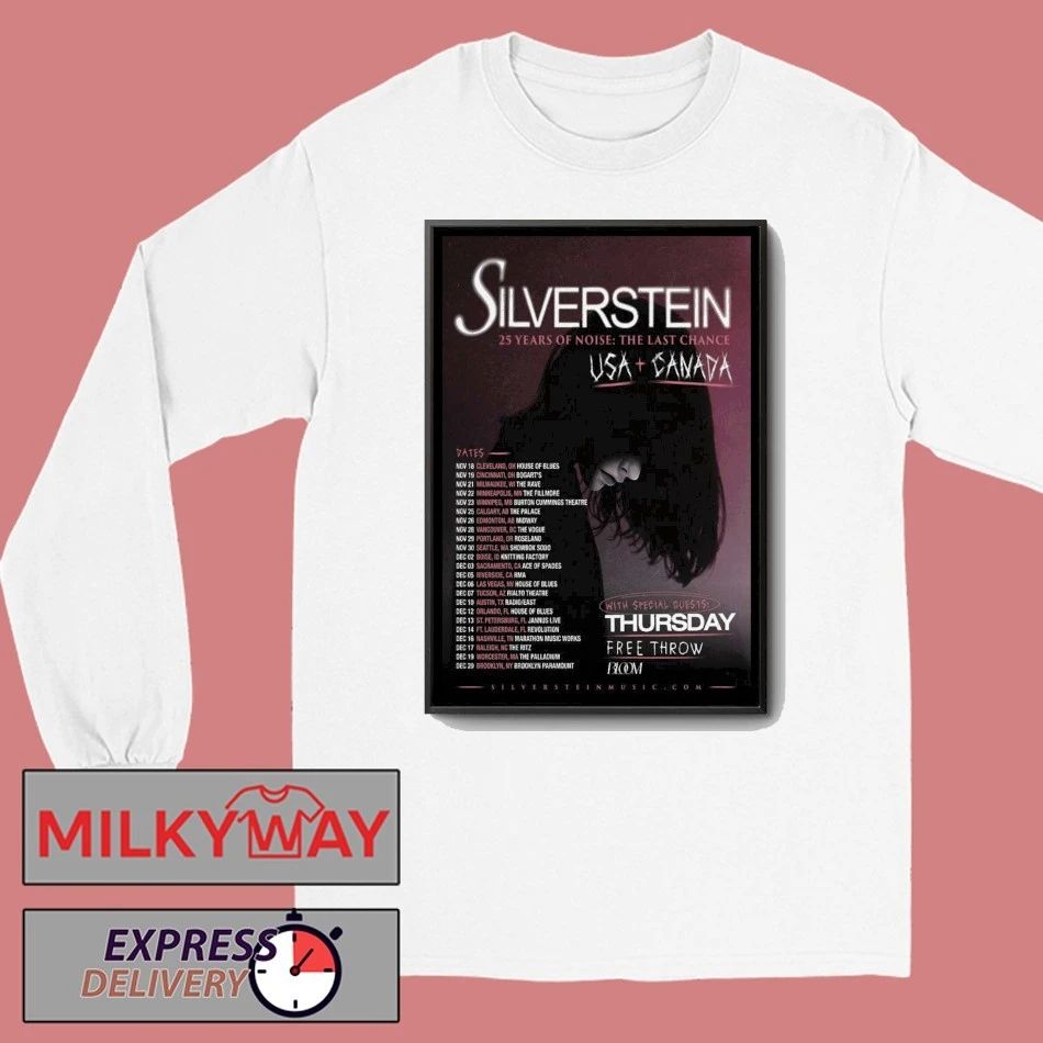 Silverstein Tour America Canada 2025 Poster shirt Unisex , , , Long Sleeve Tee