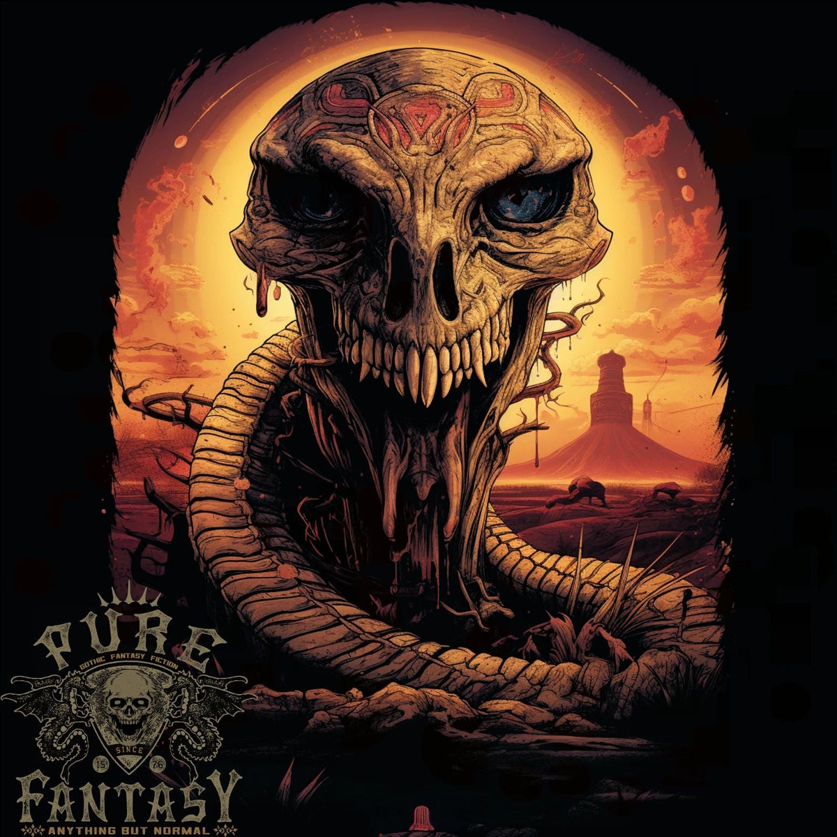 Serpent Skull Fantasy Snake Mens 100% Cotton Unisex , , , Long Sleeve Tee