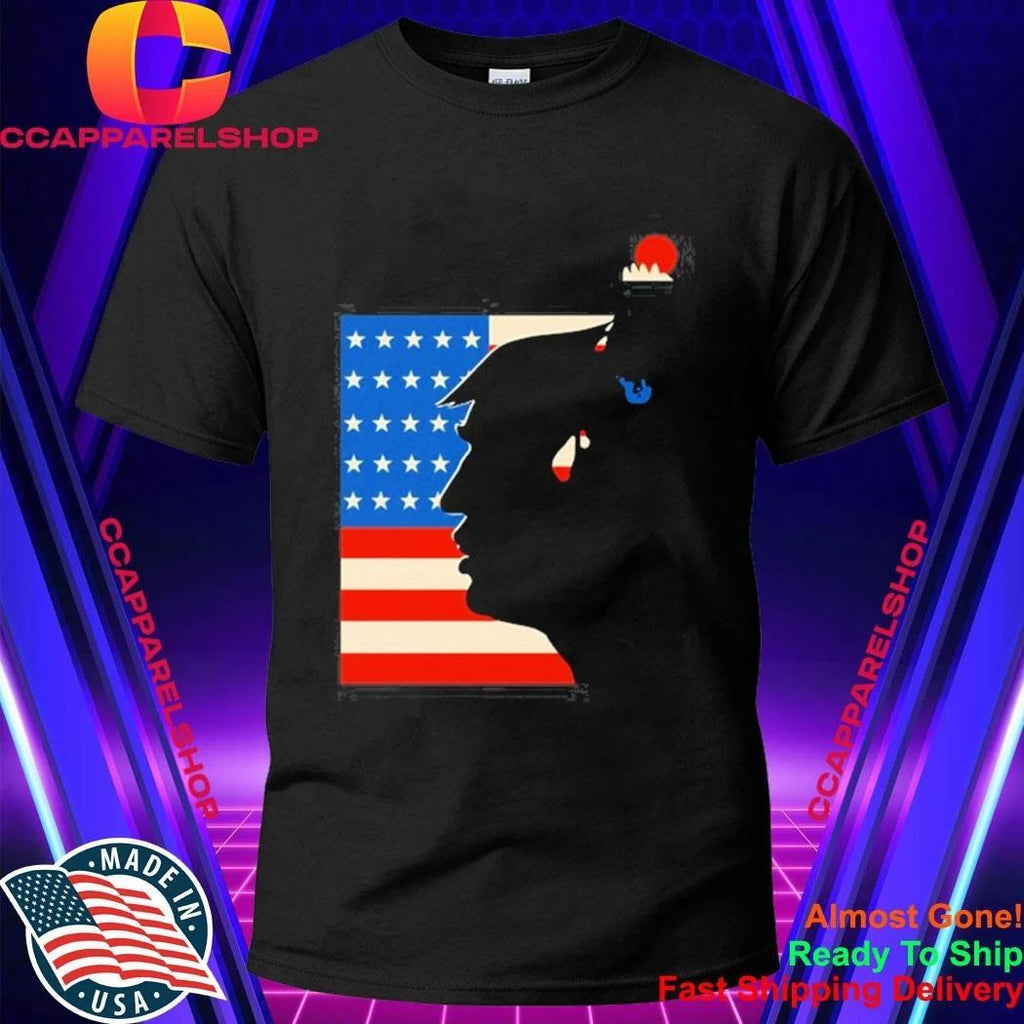 Donald Trump Silhouette Falling Man American Flag Shirt