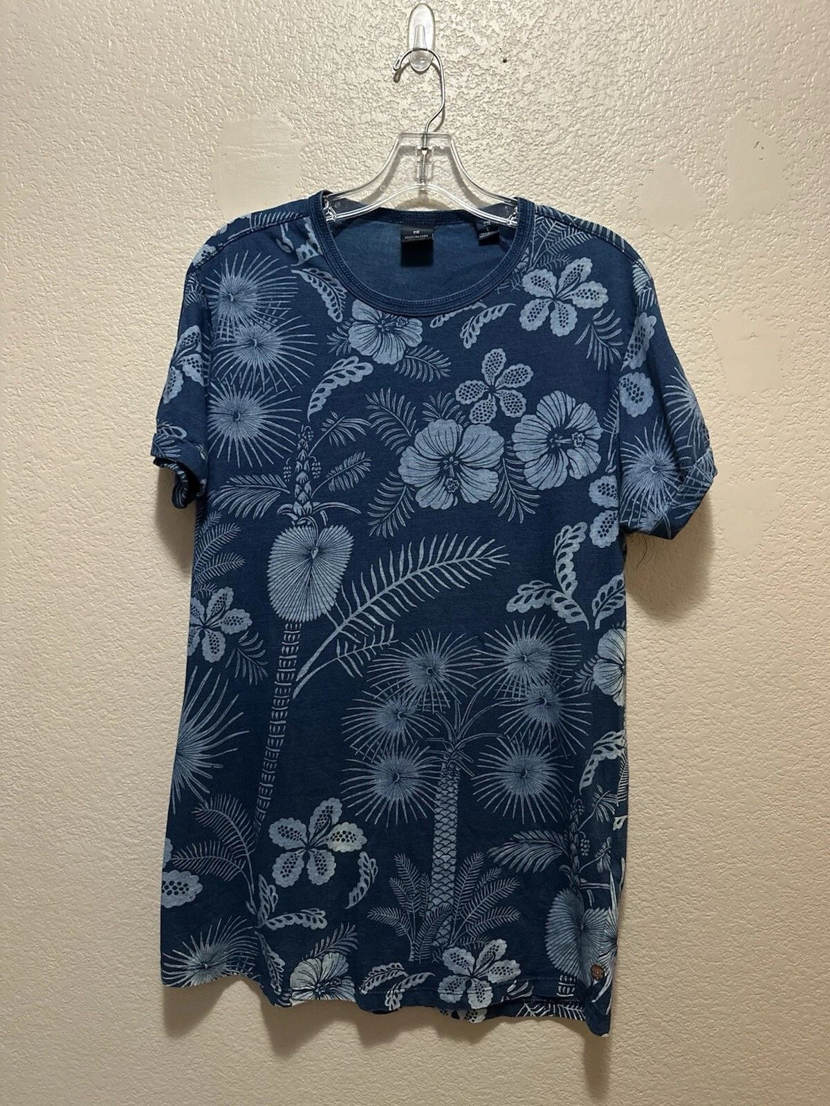 Scotch & Soda Mens T shirt Large Floral Blue Hawaiian Tropical Boho Unisex , , , Long Sleeve Tee
