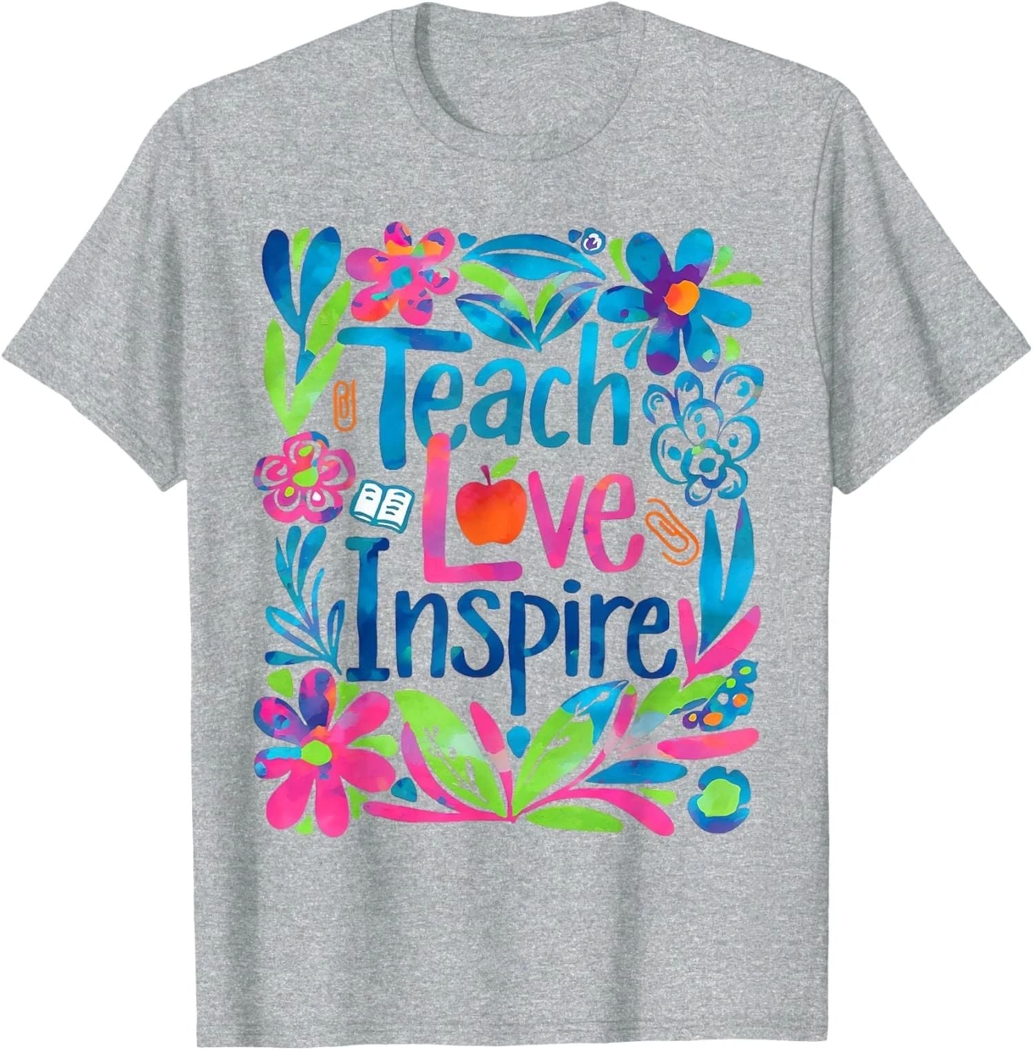 Teach Love Inspire Boho Floral Teacher Appreciation Unisex Unisex , , , Long Sleeve Tee