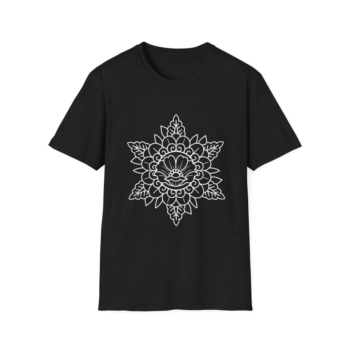 Boho Mandala Flower Softstyle , Mehndi Tattoo Design Tee, Hippie Floral Unisex , , , Long Sleeve Tee