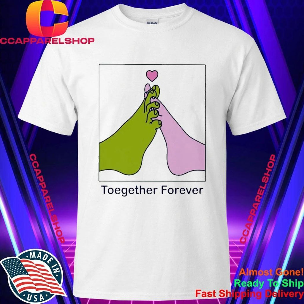 Together Forever Green And Pink Feet Interlocked With Heart Shirt