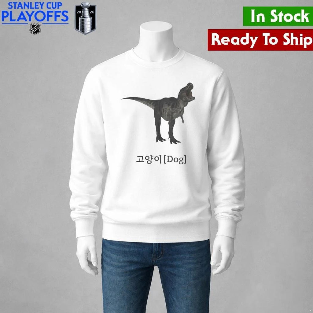 Dinosaur Korean Text Cat Dog Shirt Unisex , , , Long Sleeve Tee