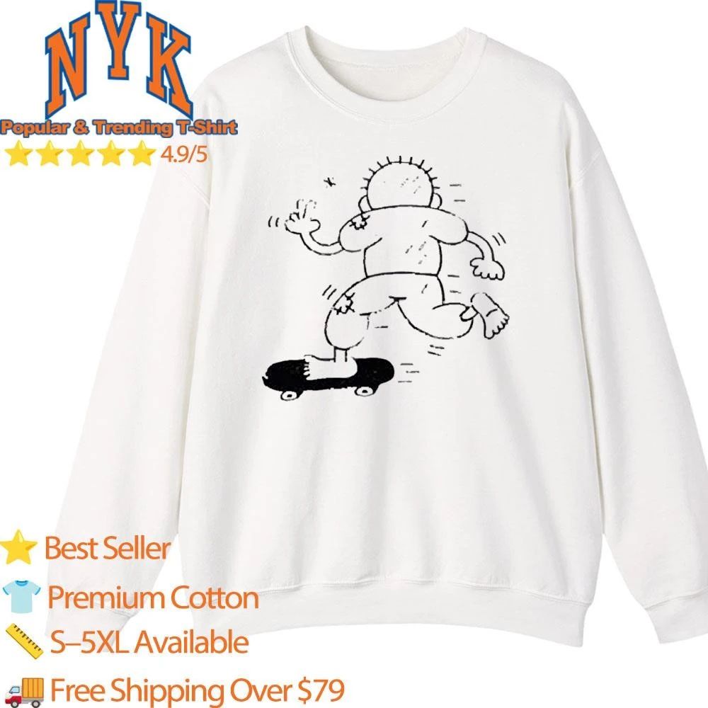 Keith Haring Style Minimalist Running Boy Skateboard Sketch shirt