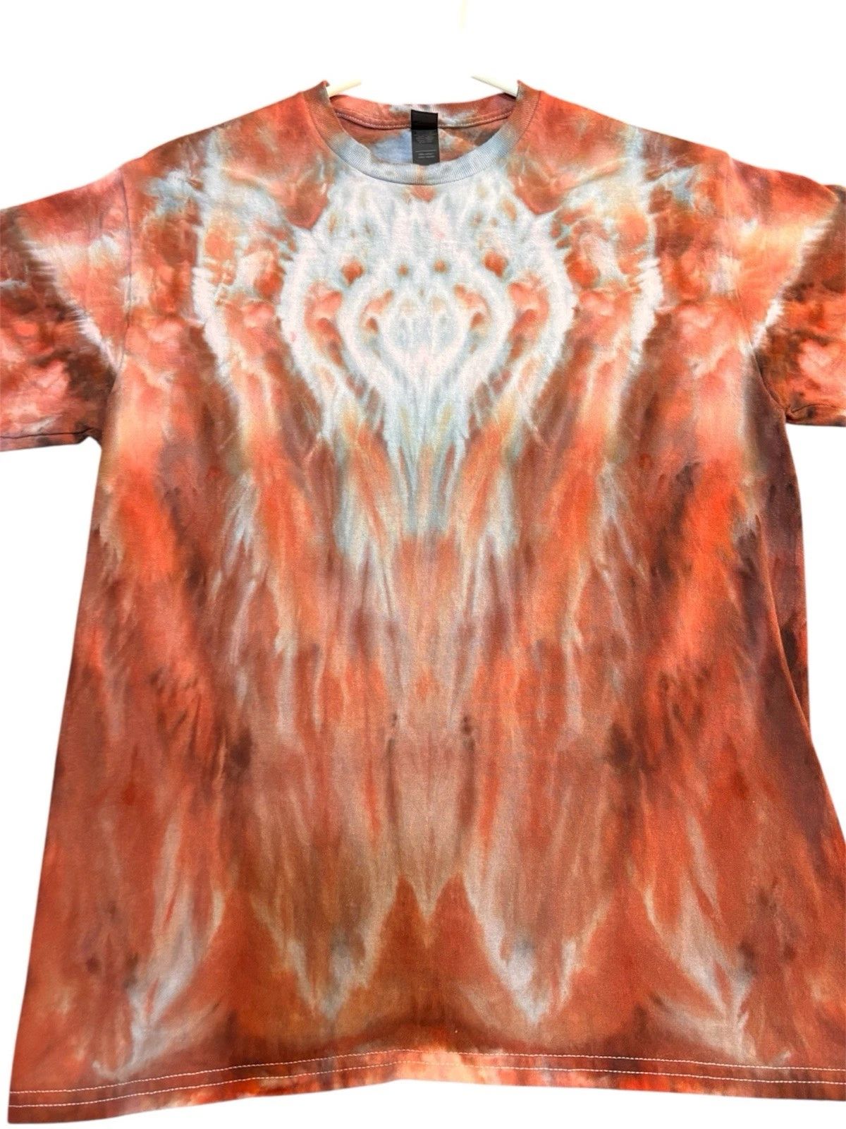 Handmade Ice Dye Adult Medium T Shirt Terracotta/blue Festival Boho Unisex , , , Long Sleeve Tee