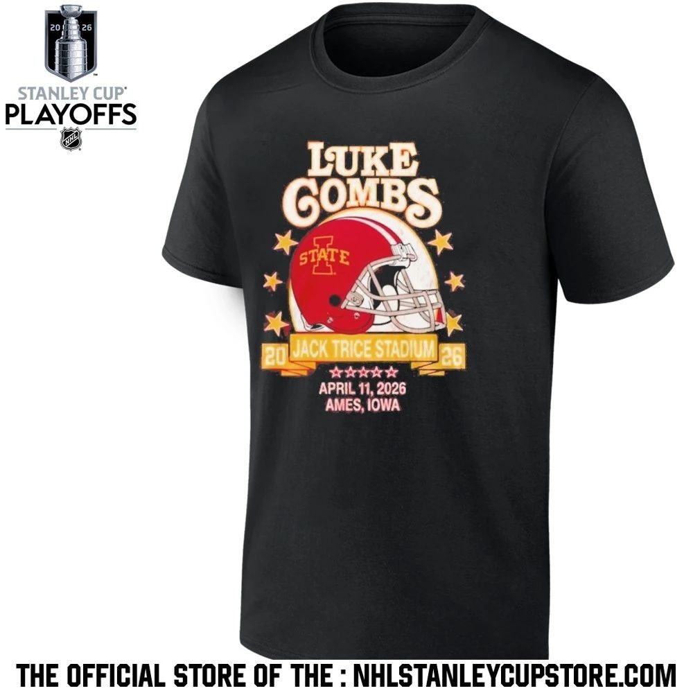 Luke Combs Ames Iowa 2026 Exclusive Tour Merch Tee At Jack Trice Stadium April 11 2026 Iowa State Cyclones Helmet Shirt