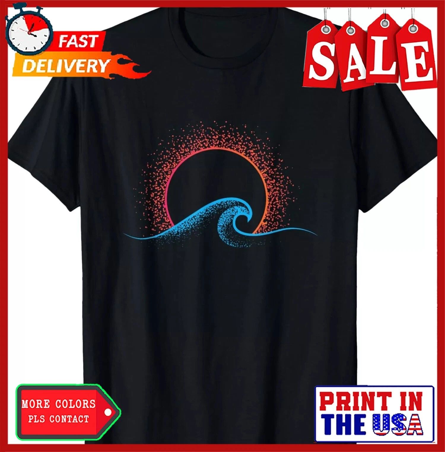 Boho Minimalist Sun Ocean Wave Art Summer Themed Gift Unisex Unisex , , , Long Sleeve Tee