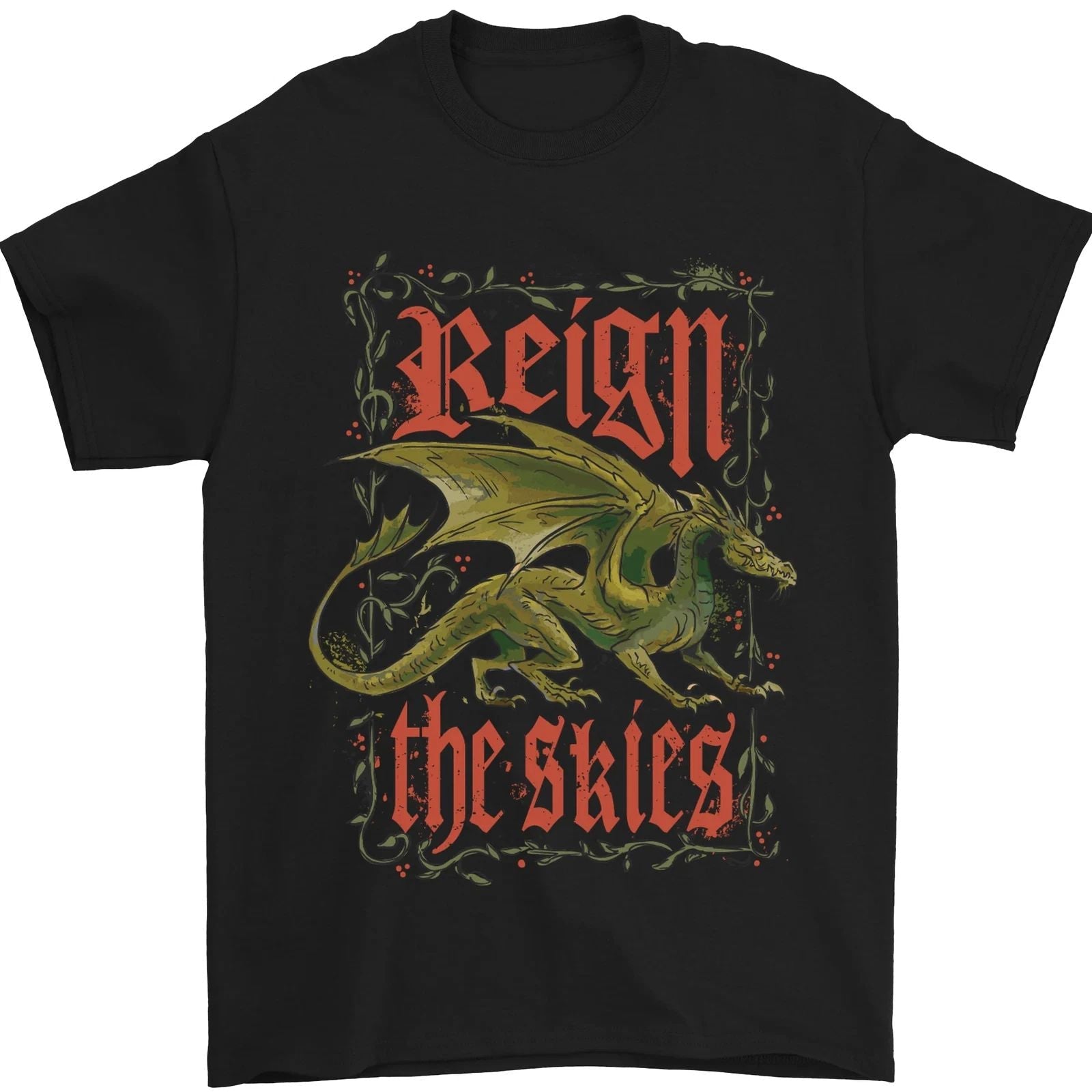 Fantasy Dragons Reign the Skies Mens 100% Cotton Unisex , , , Long Sleeve Tee