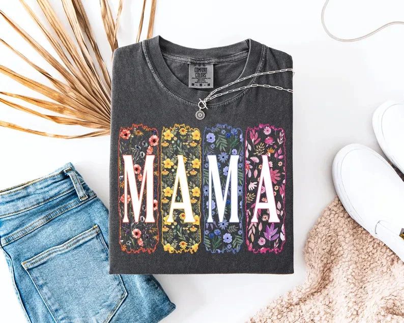 Boho Floral Mama Comfort Tee Mom Gift Shirt Unisex , , , Long Sleeve Tee