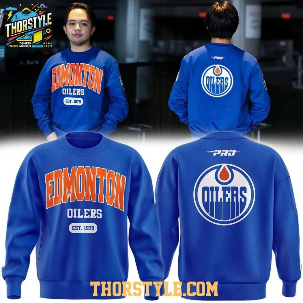 Edmonton Oilers 2026 City Arch All Blue Night Shirt Unisex , , , Long Sleeve Tee