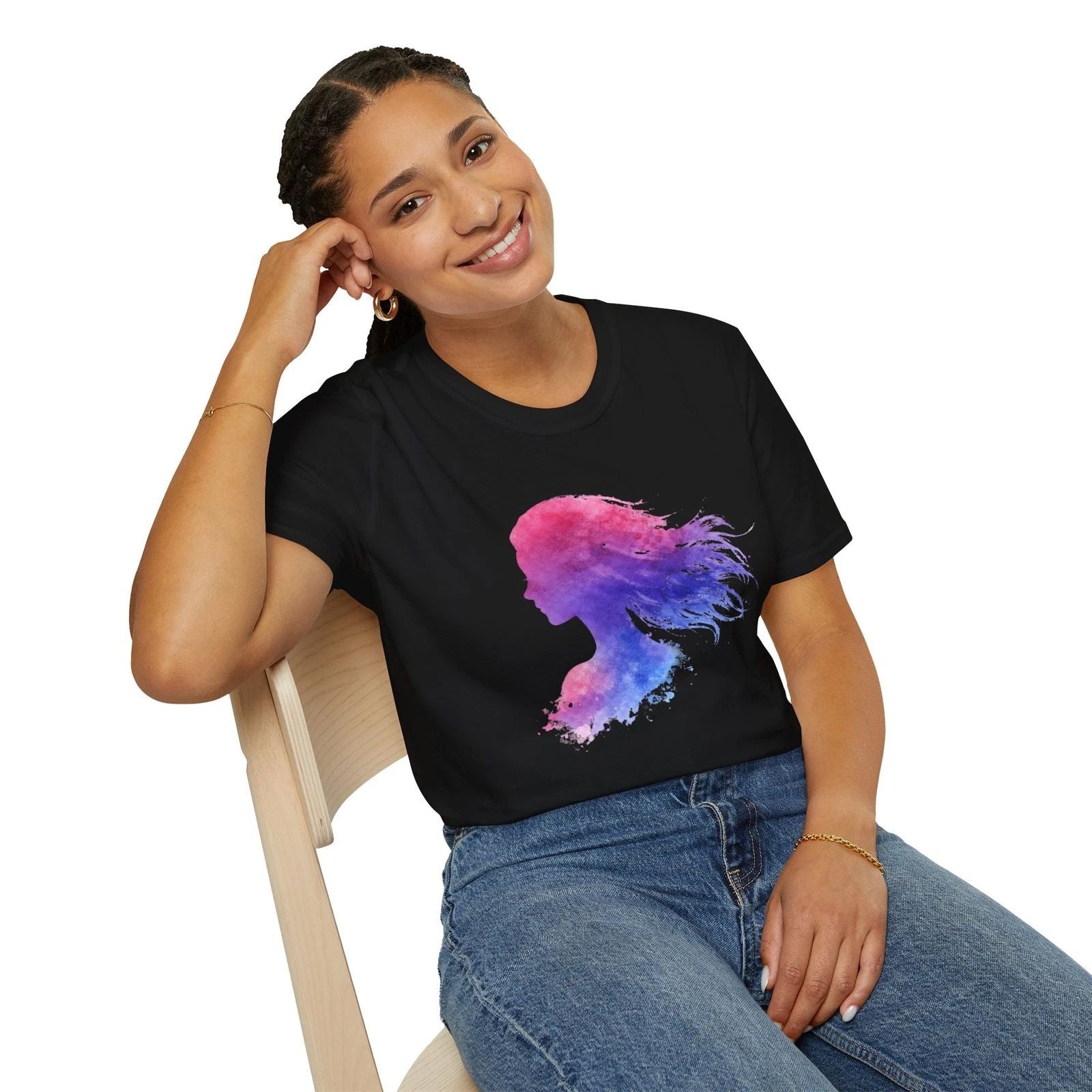 Watercolor Woman Silhouette | Boho Free Spirit Feminine Art Tee Unisex , , , Long Sleeve Tee