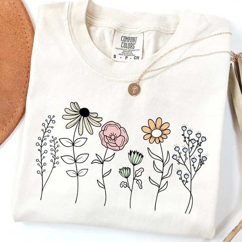 Comfort Tee Daisy Shirt Boho Floral Vintage Style Flower Gift Unisex , , , Long Sleeve Tee