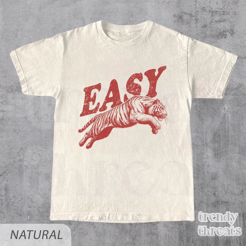 Easy Tiger Comfort Tee Retro Boho Style Unisex Soft Relax Unisex , , , Long Sleeve Tee