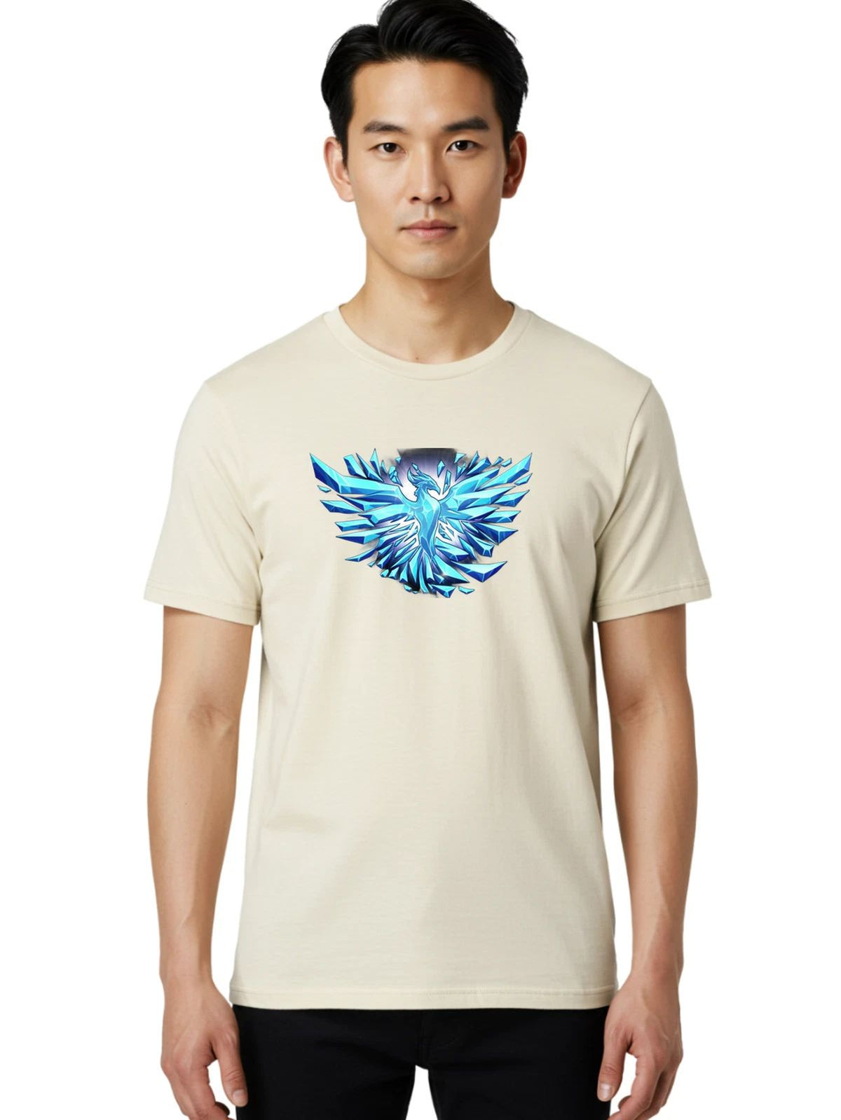 Crystal-Phoenix-2 Mens Graphic Tee, 100% Cotton, Casual Summer Wear Unisex , , , Long Sleeve Tee
