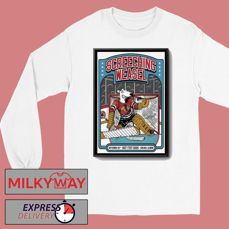 Screeching Weasel Sept 21 2025 Chicago Illinois Poster shirt Unisex , , , Long Sleeve Tee