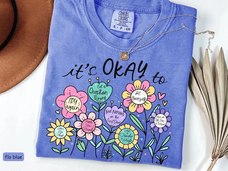 Its Okay To Boho Flower Teacher Comfort Tee Unisex , , , Long Sleeve Tee