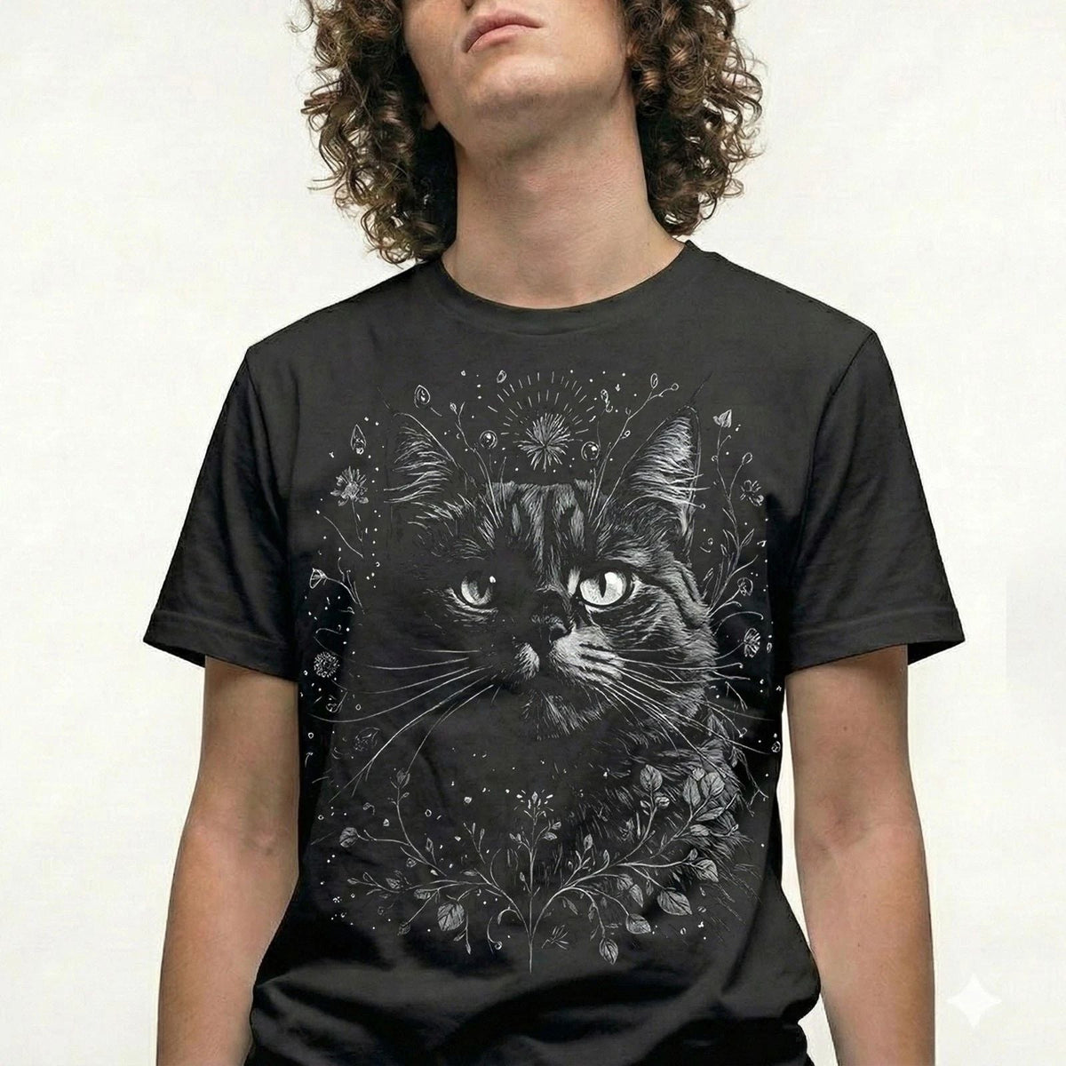 Floral Crown Cat Vintage Retro Boho Tee Funny Gift Unisex , , , Long Sleeve Tee