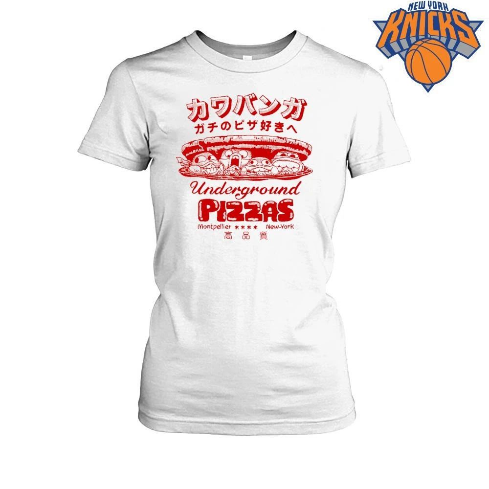 Underground Pizzas Gachinno Pizza Suki Cowabanga Japanese Text Graphic T shirt
